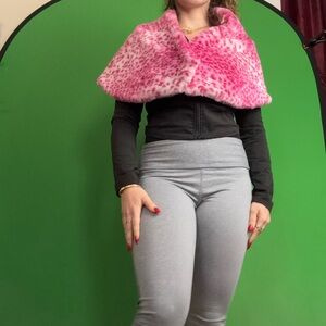 Pink Faux Fur Womens shrug